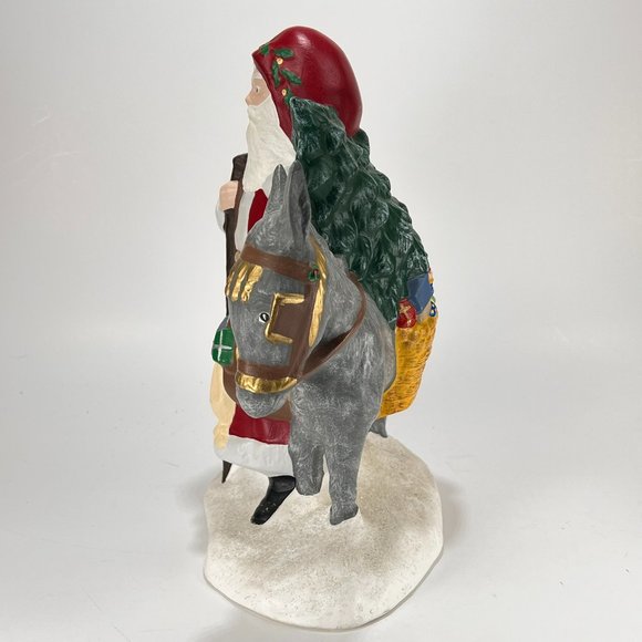 Vtg Old World Santa Claus Donkey Provincial Mold Hand Painted Ceramic 90s - Picture 5 of 15